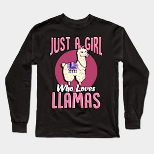 Cute Just A Girl Who Loves Llamas Cute Fluffy Lama Long Sleeve T-Shirt